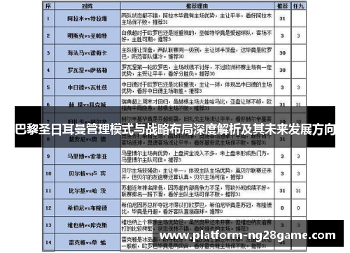 巴黎圣日耳曼管理模式与战略布局深度解析及其未来发展方向