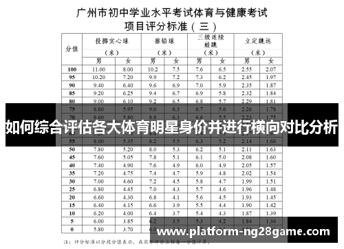 如何综合评估各大体育明星身价并进行横向对比分析